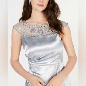 ADRIANNA PAPELL Women's Embellished Mesh Inset Satin